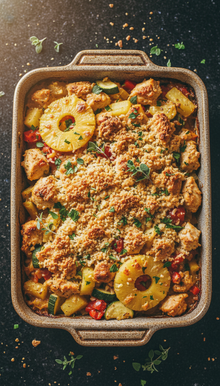 Mediterranean Pineapple Chicken Bake