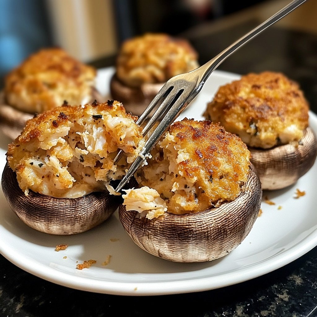 Crab Cake Stuffed Mushrooms