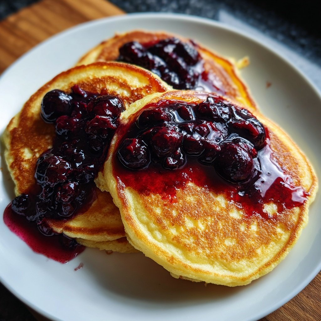 Protein Pancakes with Blueberry Compote