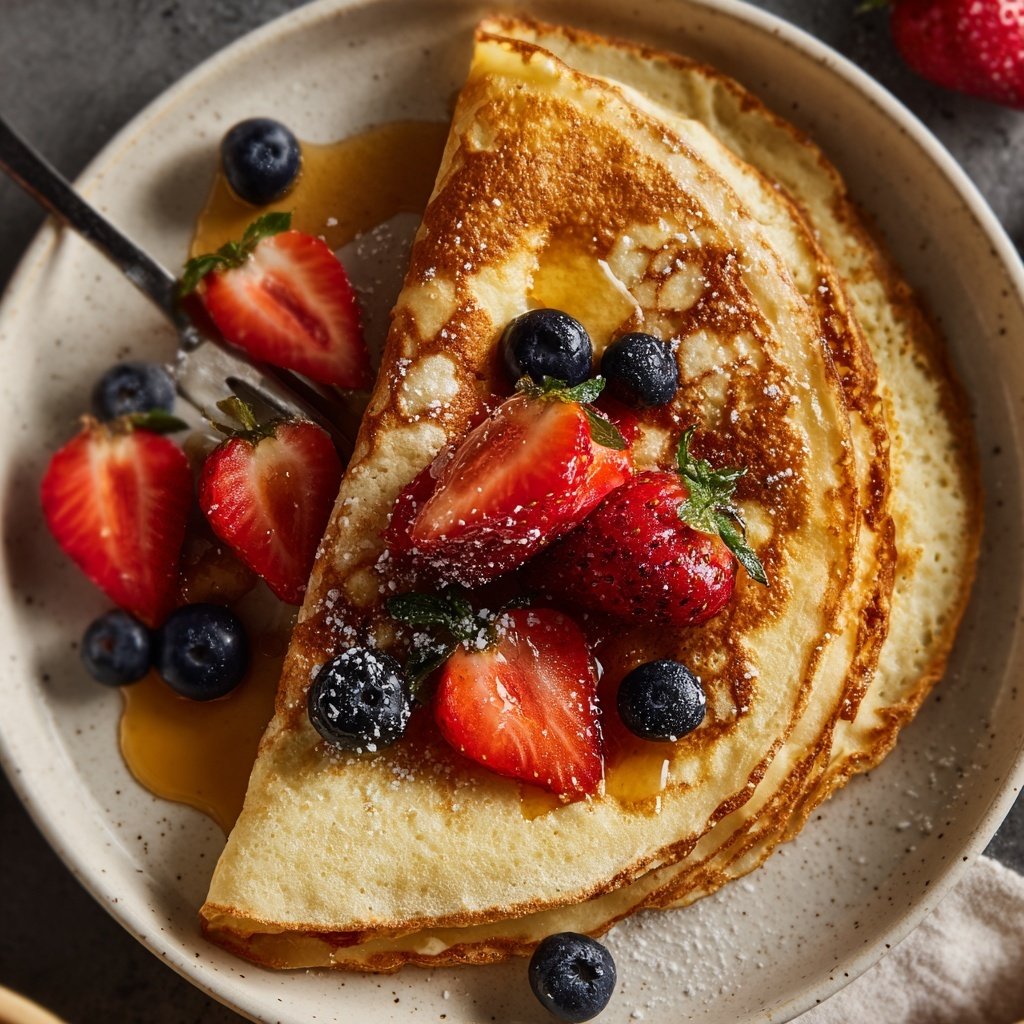 Cottage Cheese Crepes with Fresh Fruit