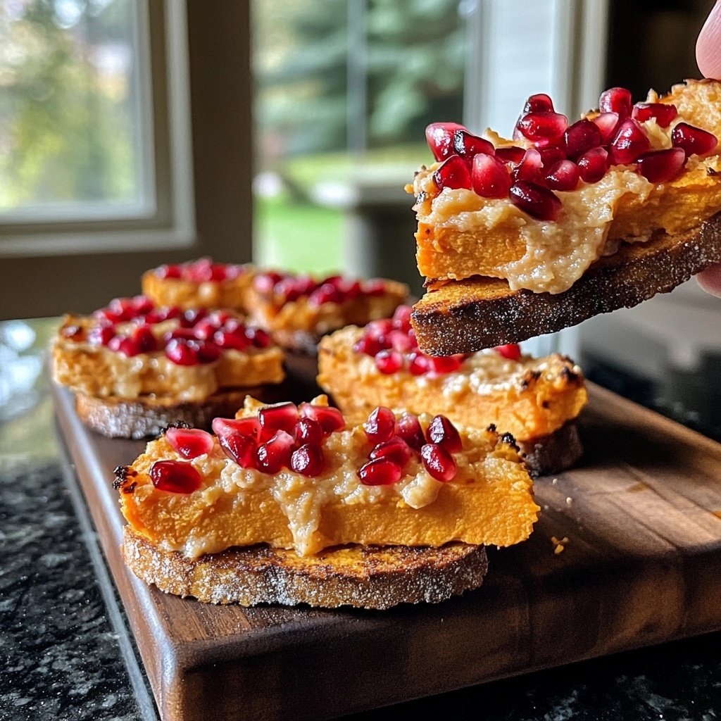 Sweet Potato Pomegranate Crostini