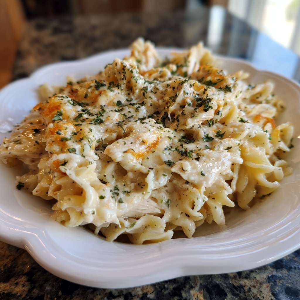 Chicken Alfredo Noodle Bake