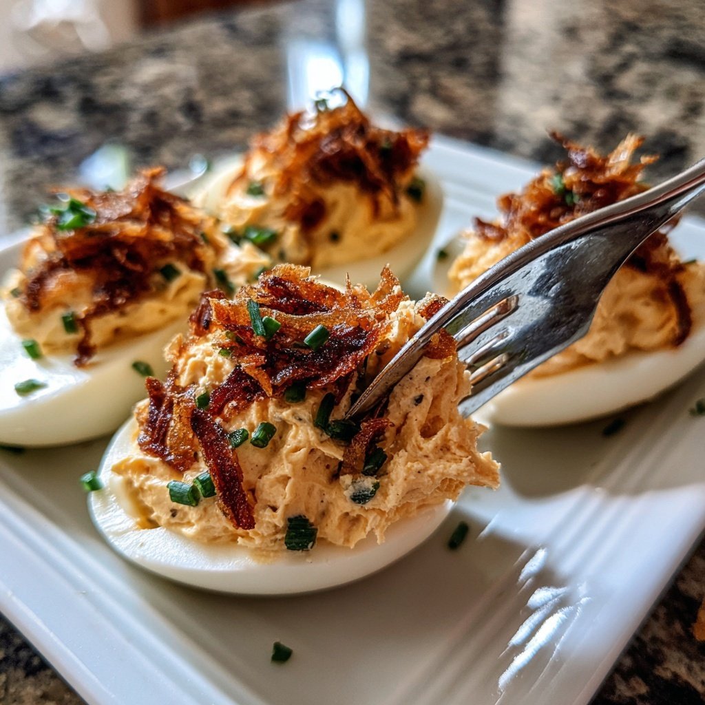 Sour Cream Onion Deviled Eggs