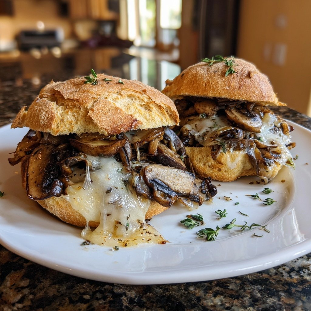 Garlicky Mushroom and Gruyère Sliders