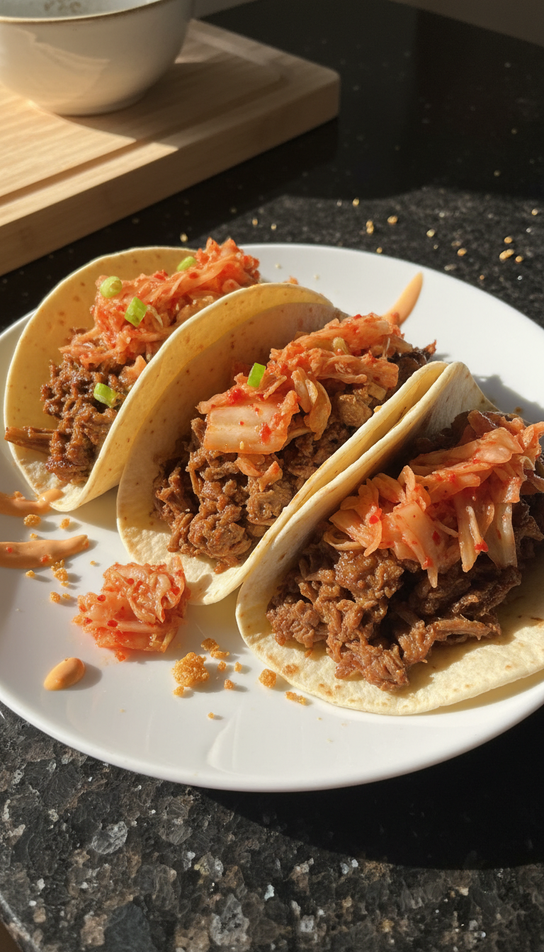 Korean Beef Tacos with Kimchi