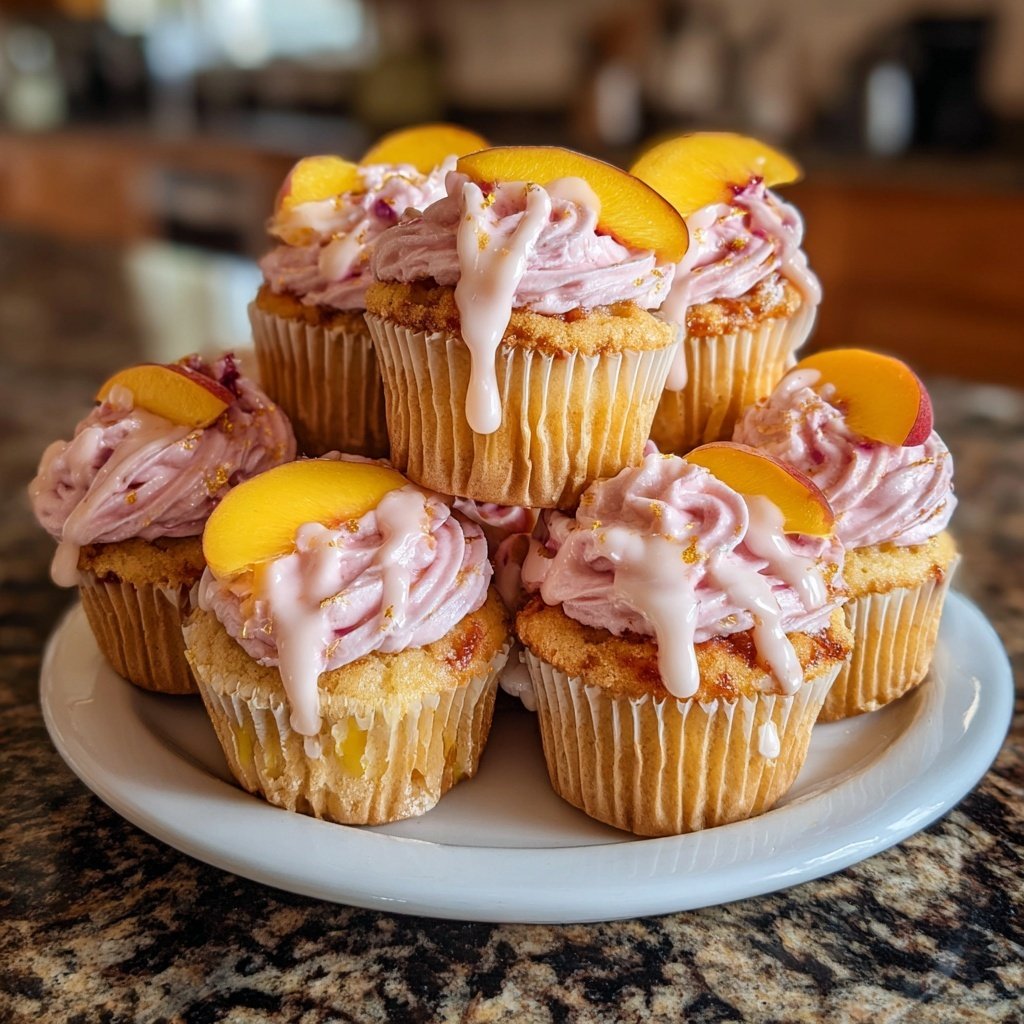 Peach Melba Cupcake Towers