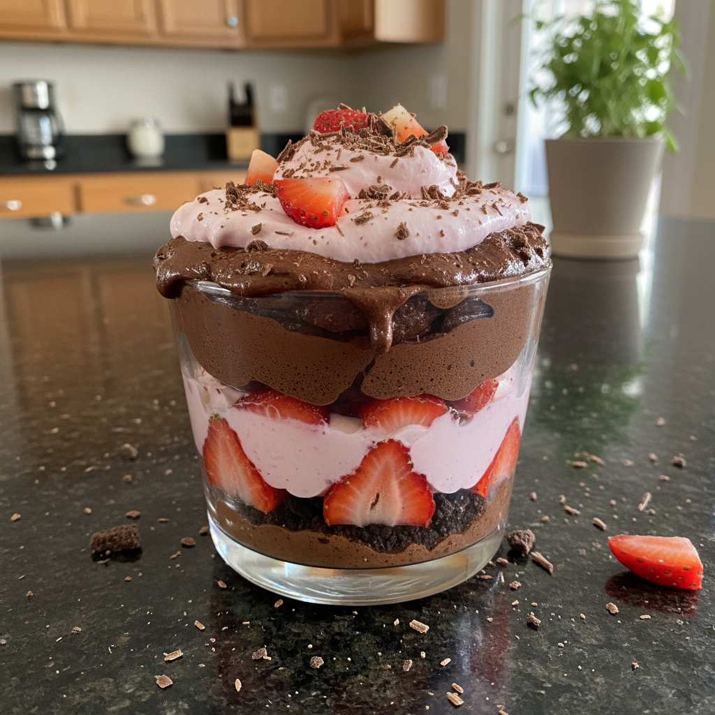 Chocolate Strawberry Fluff Parfait
