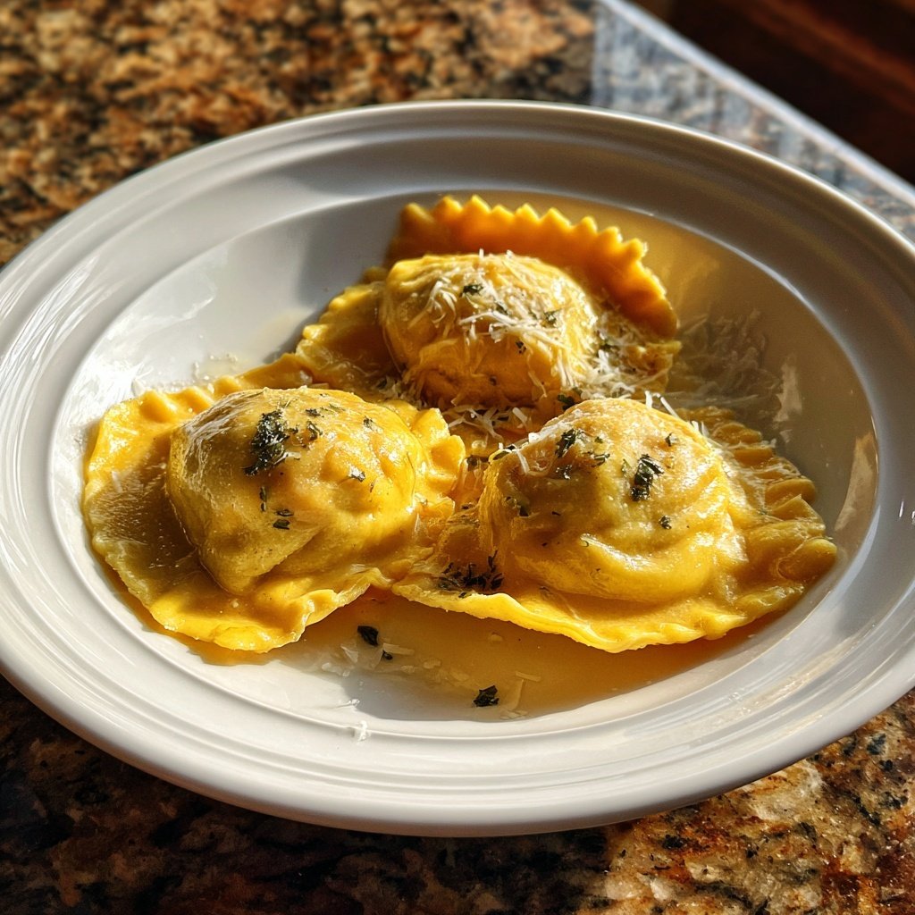 Chestnut and Pear Ravioli with Saged Brown-Butter