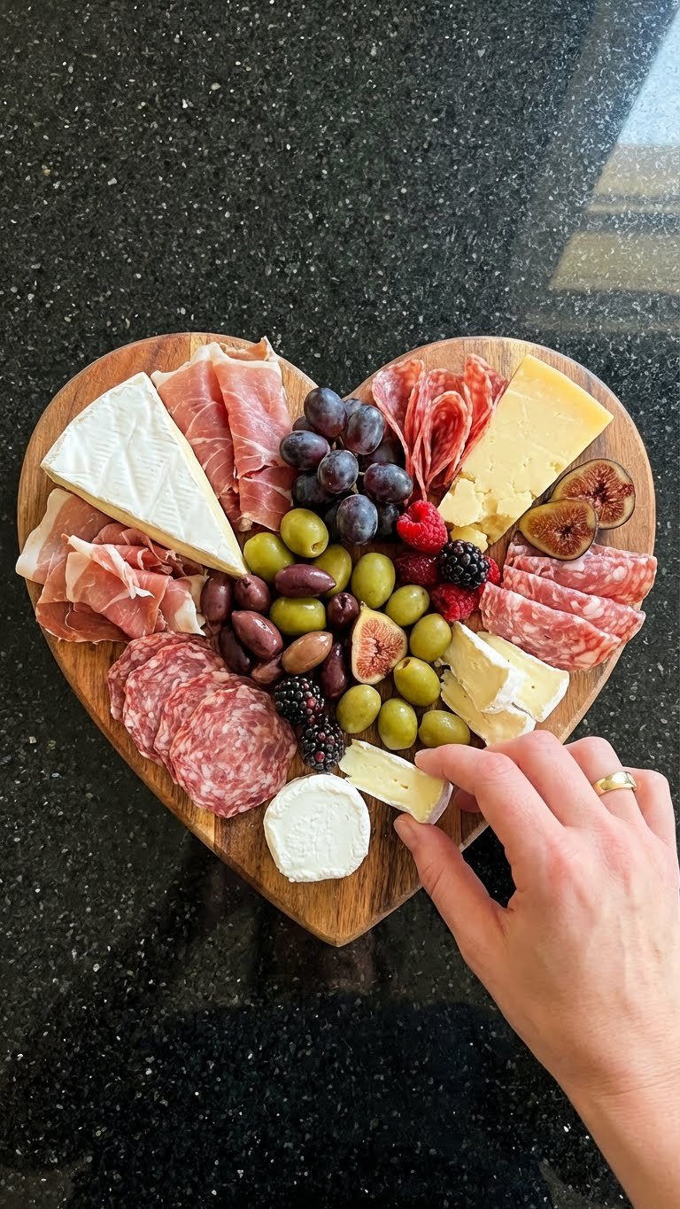 Passionate Heart-Shaped Charcuterie